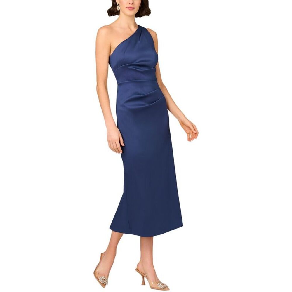 Aidan Mattox Womens Stretch Mikado Midi Dress